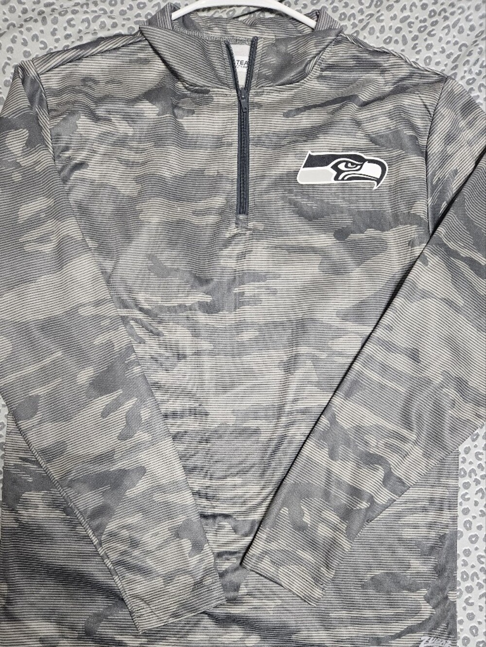 Seattle Seahawks Gray Camo Quarter-Zip Lightweight Pullover